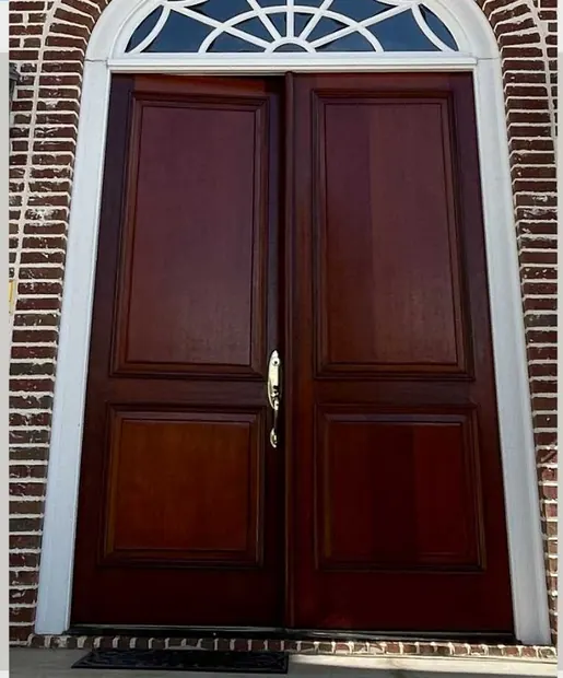 Double door after refinishing