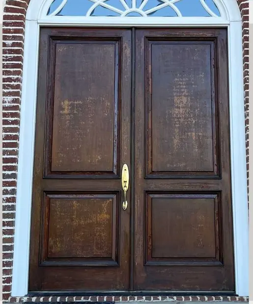 Double door before refinishing