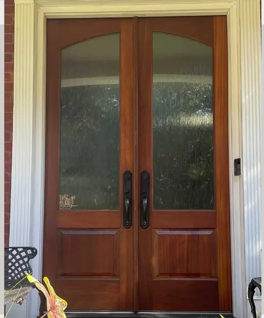 Double door after refinishing