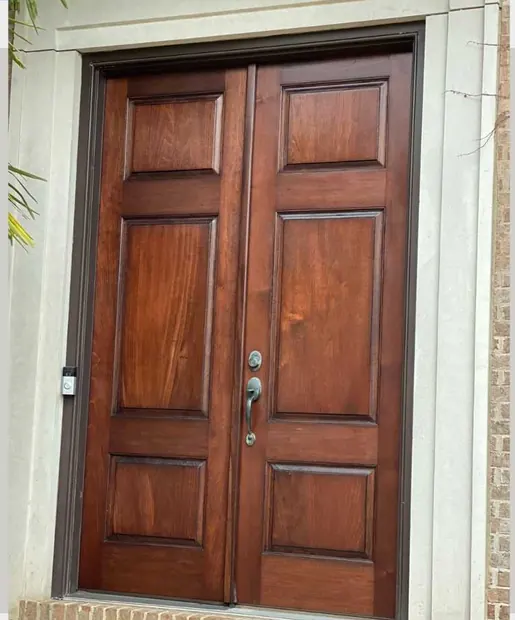 Double door after refinishing