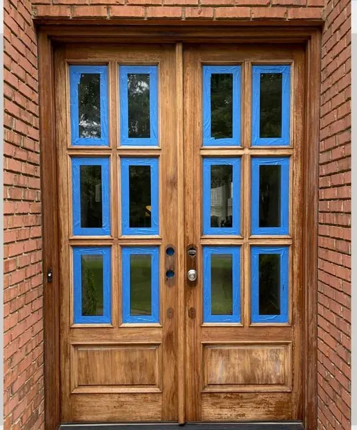 Double door before refinishing