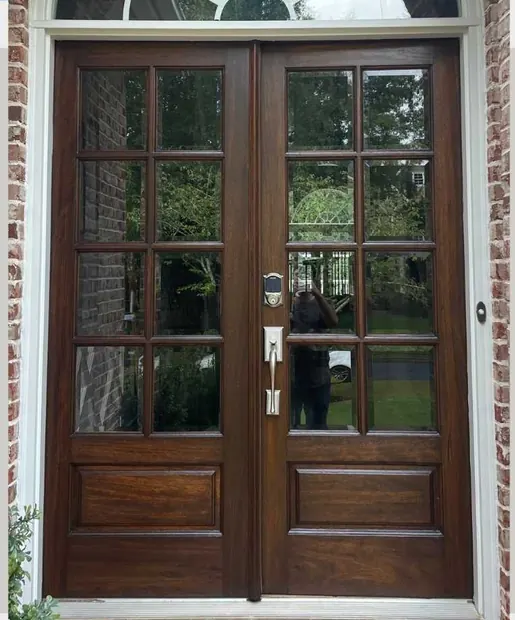 Double door after refinishing