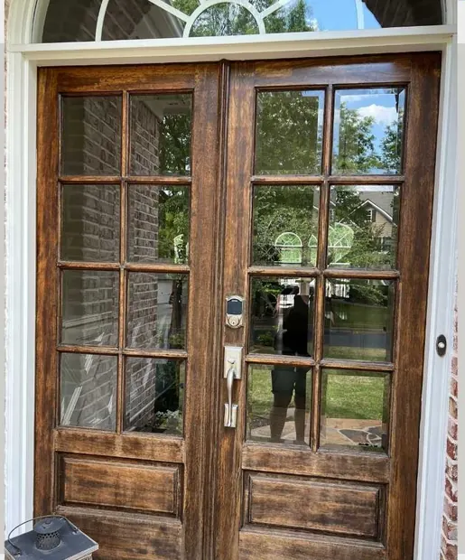 Double door before refinishing