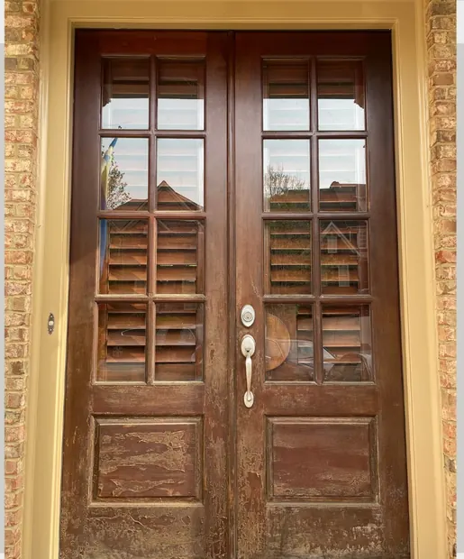 Double door before refinishing
